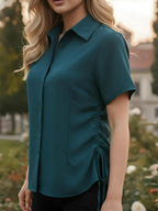 Solid Chic Side-Tie Short Sleeve Shirt