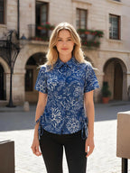 Elegant Floral Print Tie-Side Shirt Top