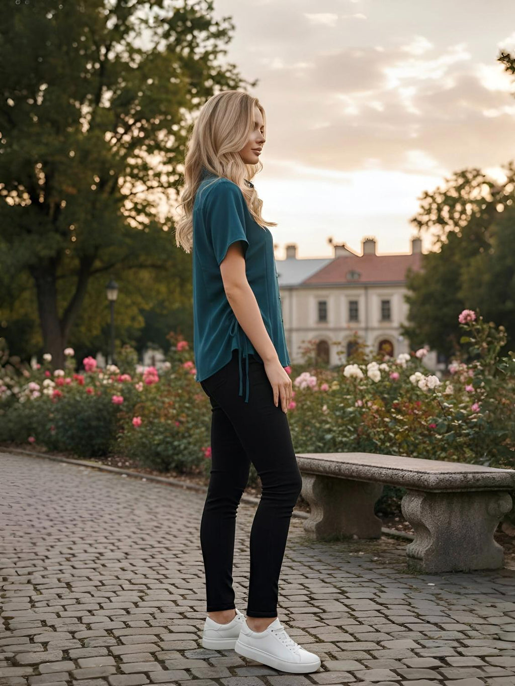 Solid Chic Side-Tie Short Sleeve Shirt