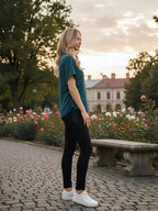 Solid Chic Side-Tie Short Sleeve Shirt