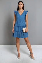 Polka Dot Ruffle Sleeve Tiered Dress