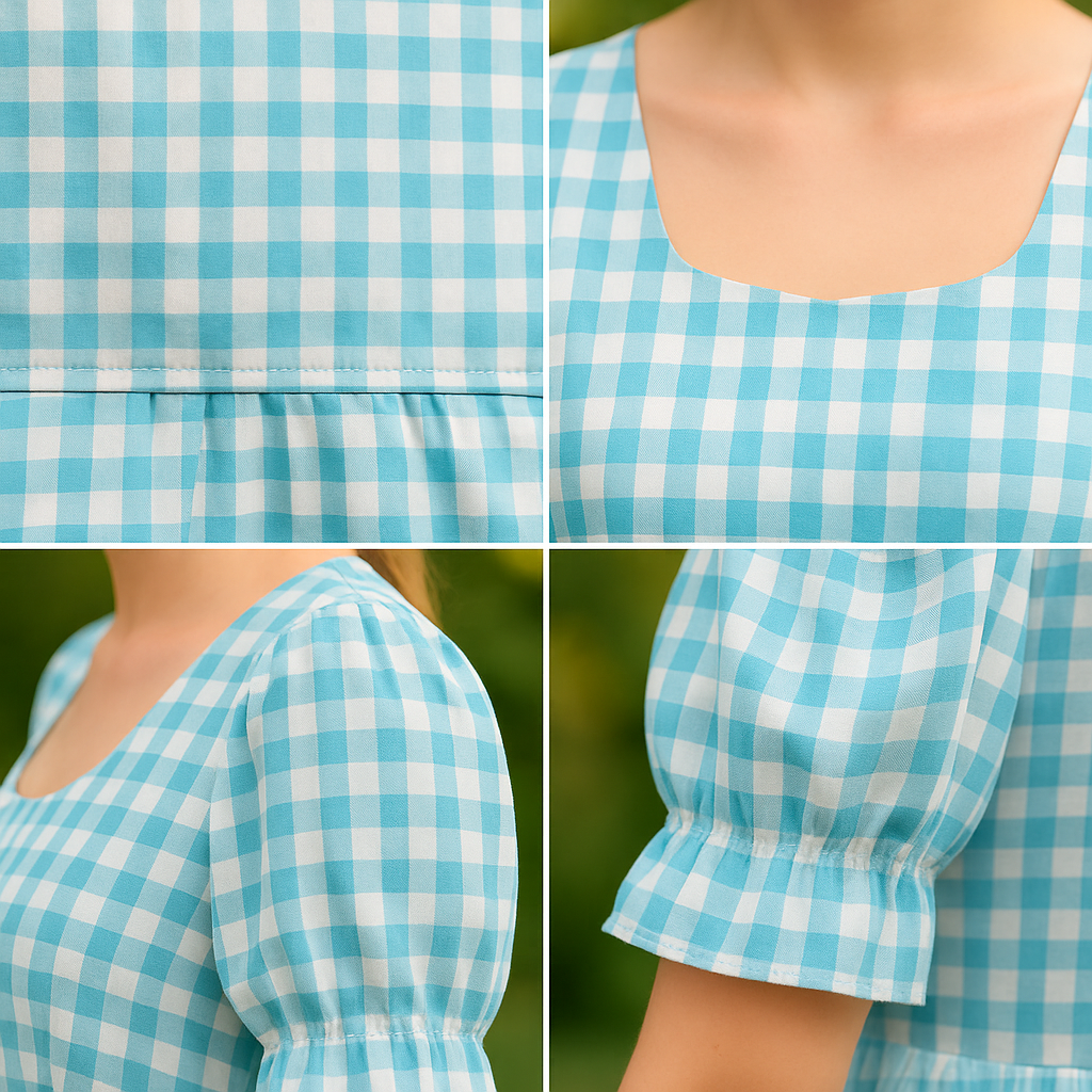 Women Blue Gingham Check Dress