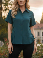 Solid Chic Side-Tie Short Sleeve Shirt