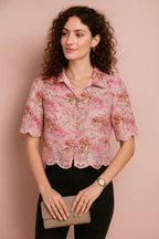 Rose Floral Lace Collar Top
