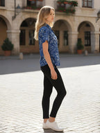 Elegant Floral Print Tie-Side Shirt Top