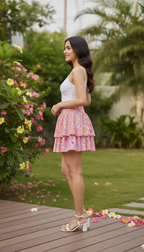 Bohemian Bloom Tiered Mini Skirt