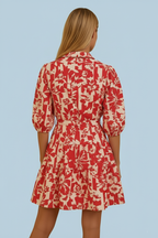 Floral Print V-Neck Belted Mini Dress