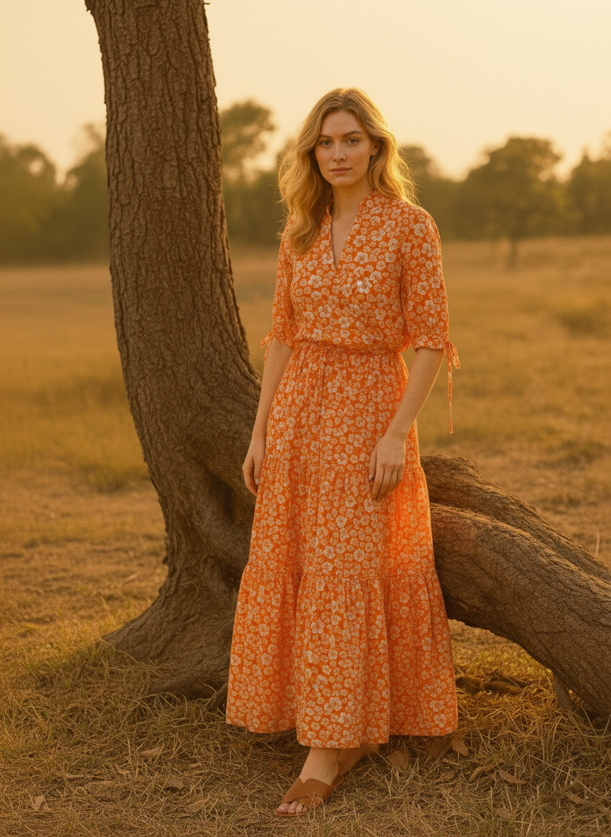 The Golden Hour Tiered Skirt Dress