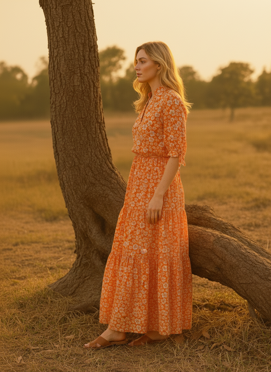 The Golden Hour Tiered Skirt Dress
