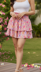 Bohemian Bloom Tiered Mini Skirt