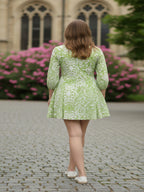 Mandala Print Flared Tunic with Three-Quarter Sleeves