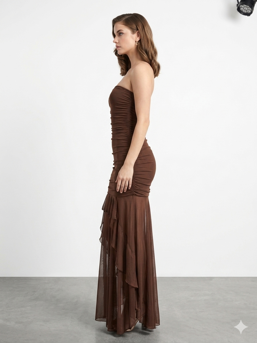 FIT & FLARE  MESH DRESS