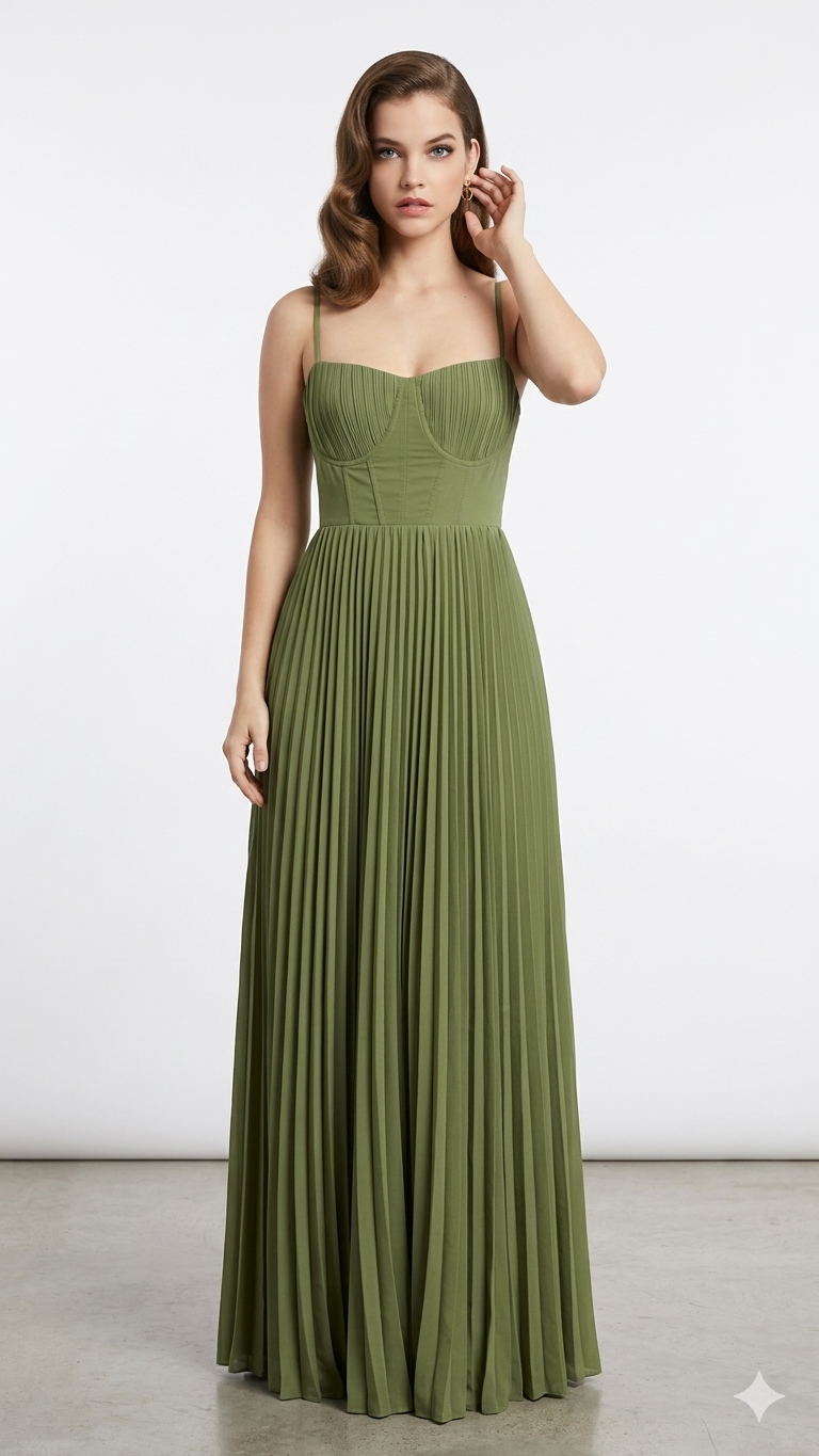 SOLID GEORGETTE  PLEATED DRESS