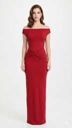 RED BODYCON  MAXI DRESS   WITH WAIST KNOT