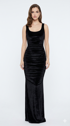 BLACK MAXI  VELVET DRESS