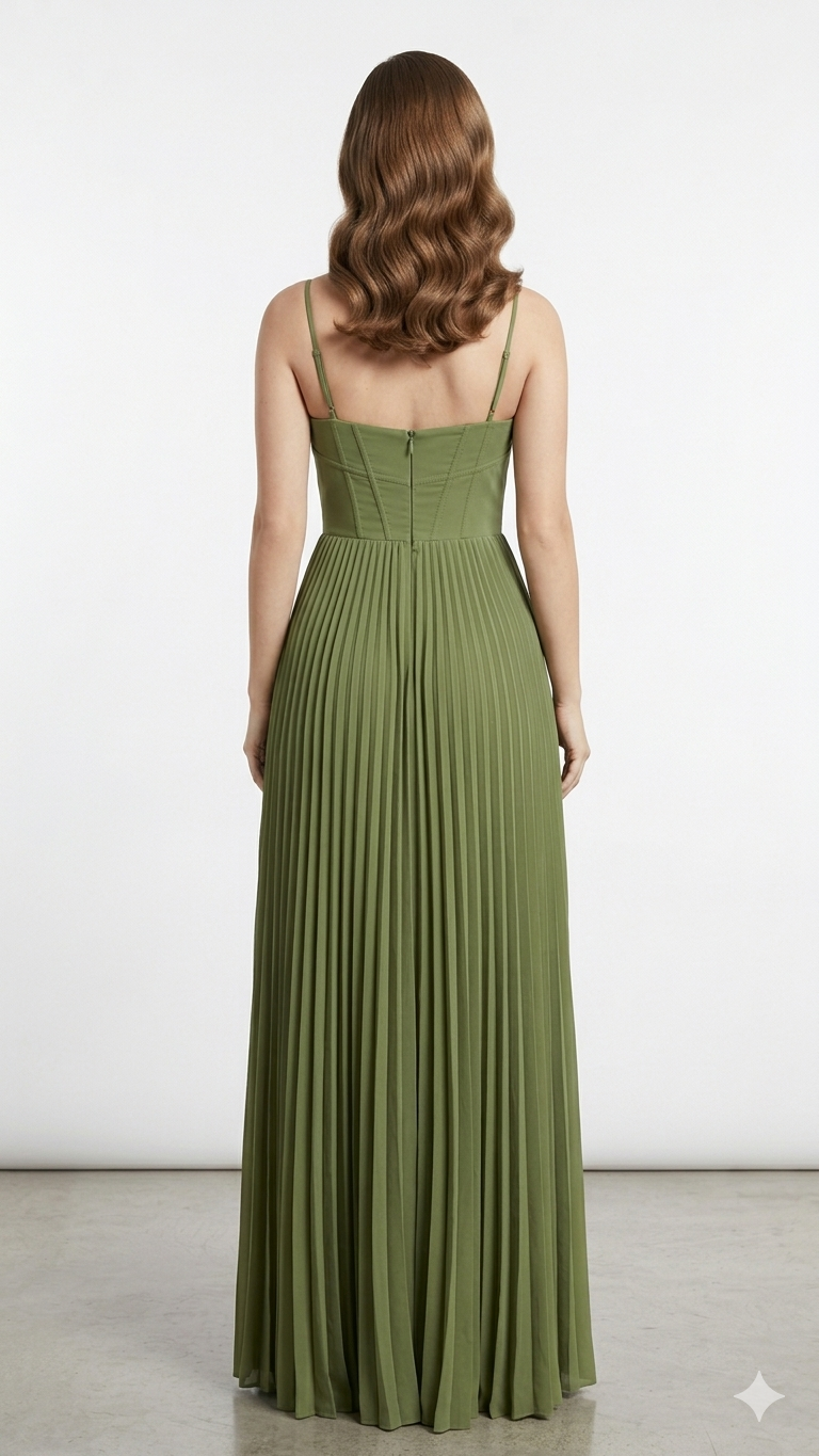 SOLID GEORGETTE  PLEATED DRESS