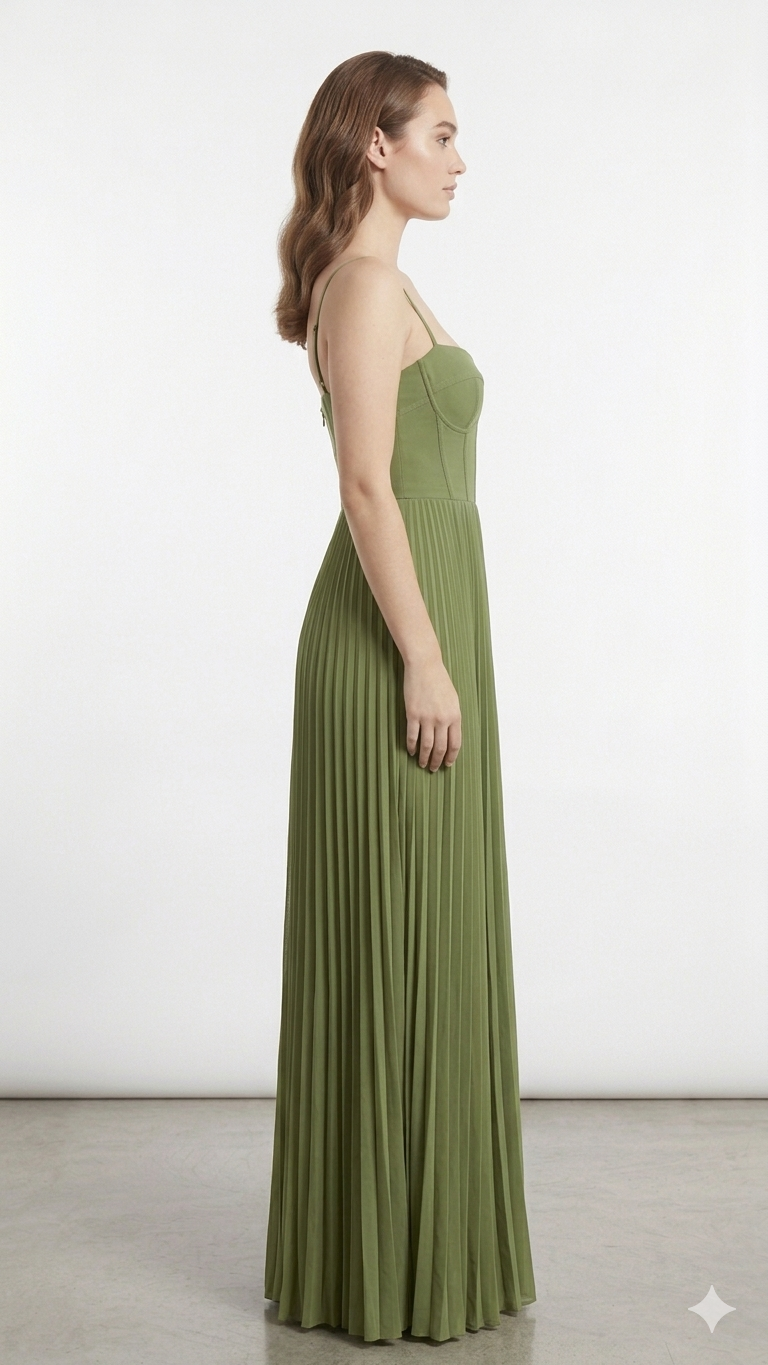 SOLID GEORGETTE  PLEATED DRESS