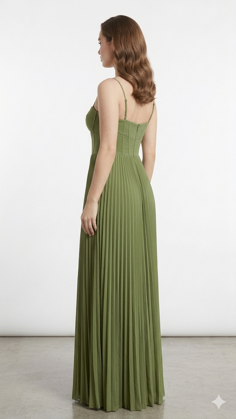SOLID GEORGETTE  PLEATED DRESS