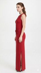 RED BODYCON  MAXI DRESS   WITH WAIST KNOT