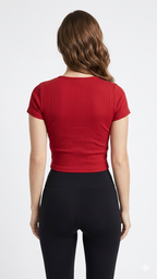 CROP TEE WITH  NECK DETAIL