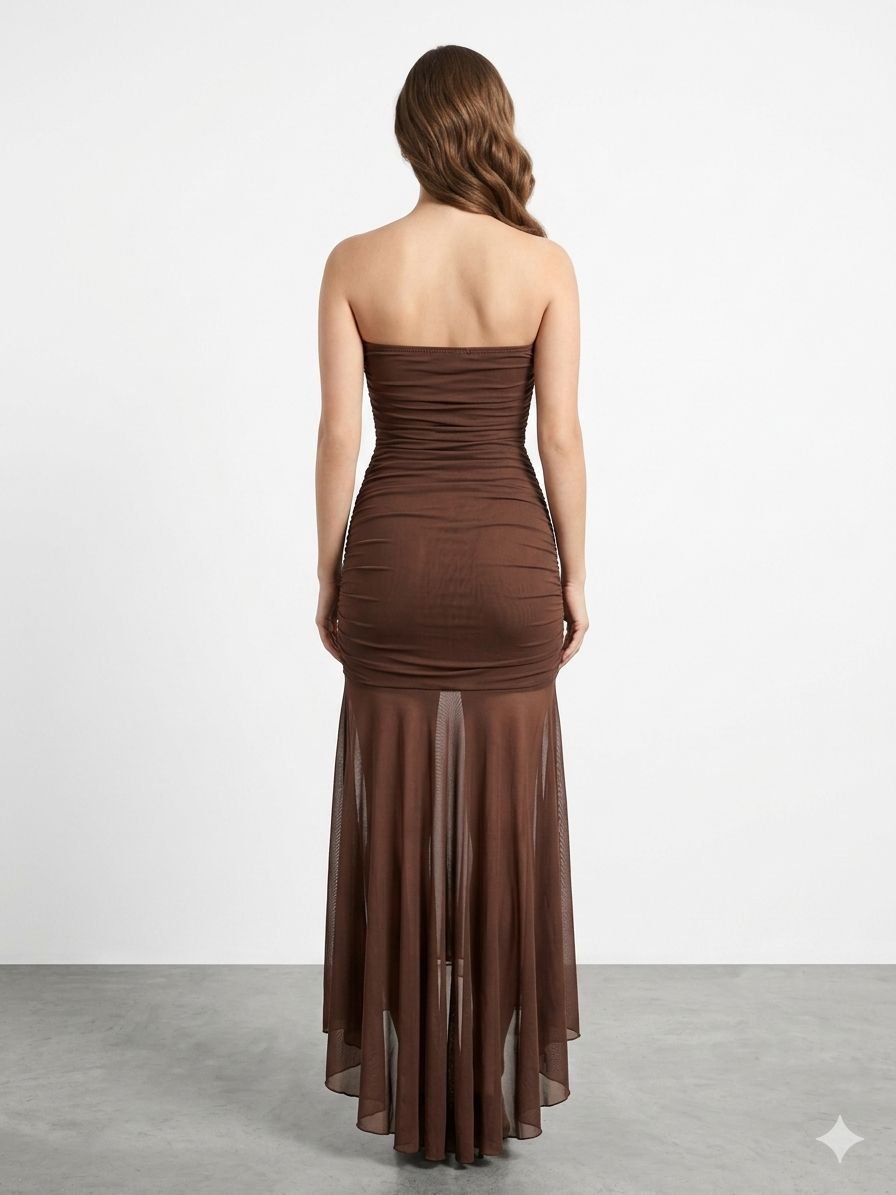 FIT & FLARE  MESH DRESS
