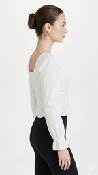 WHITE  BISHOP SLEEVE  CAMBRIC TOP