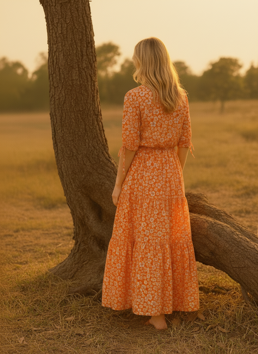 The Golden Hour Tiered Skirt Dress