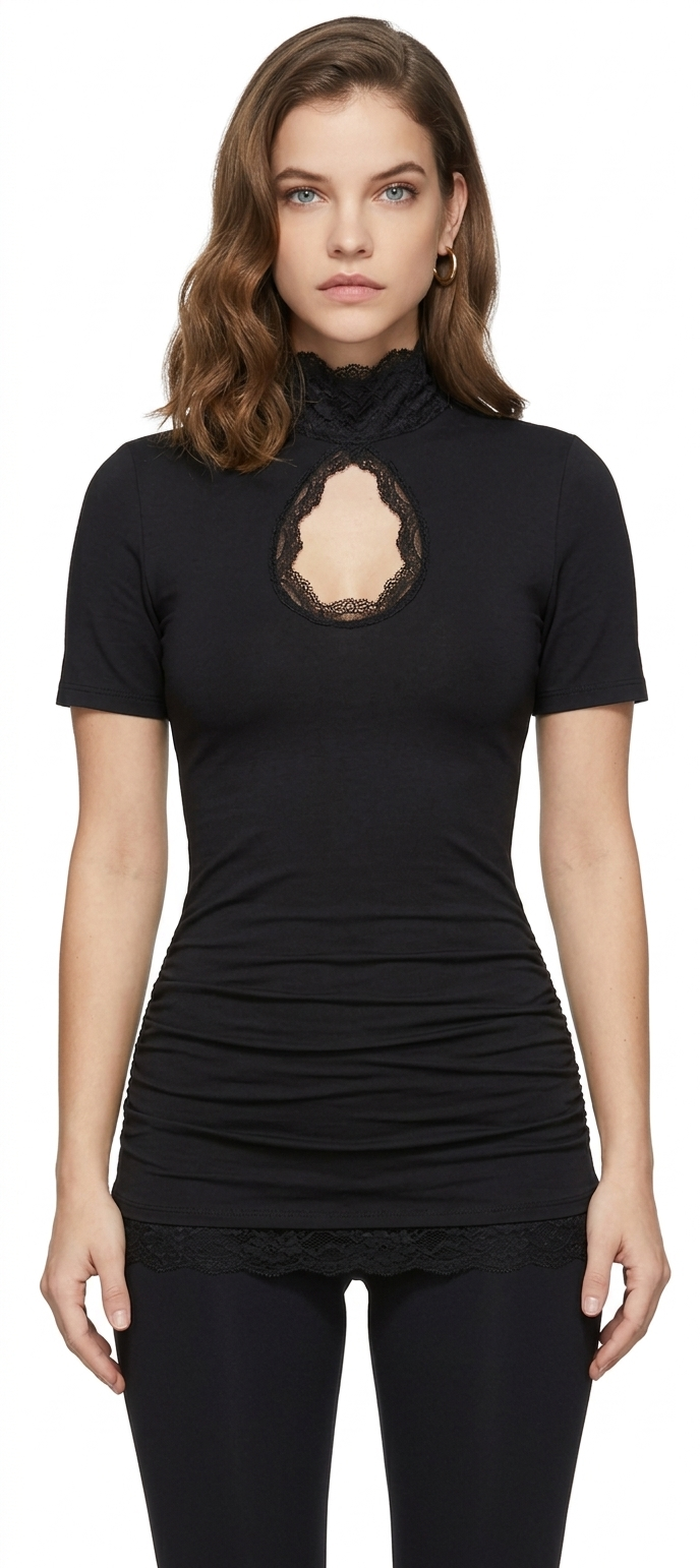 SOLID BLACK  GATHERED DRESS