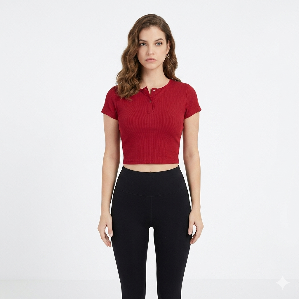 CROP TEE WITH  NECK DETAIL