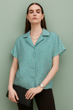 Houndstooth Cotton Short Sleeve Shirt