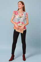 Blooming Elegance Ruffle Sleeve Top