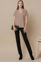 Houndstooth Cotton Short Sleeve Shirt