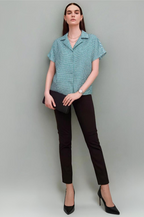 Houndstooth Cotton Short Sleeve Shirt