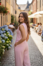 Sleeveless Solid Co-ord Set with V-Neck Top and Wide-Leg Pants