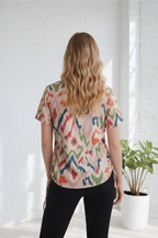 Printed Side-Ruched Casual Shirt