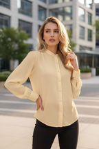 Elegant Pearl-Button Long Sleeve Shirt