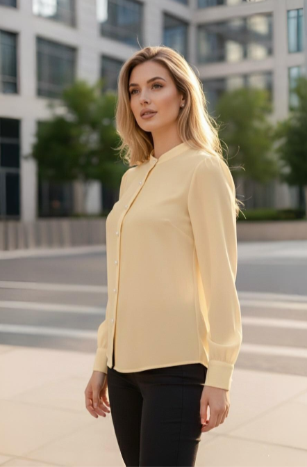 Elegant Pearl-Button Long Sleeve Shirt
