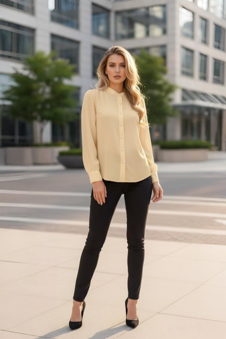 Elegant Pearl-Button Long Sleeve Shirt