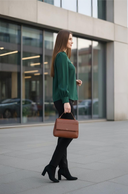 Classic High-Neck Puff Sleeve Button-Down Shirt