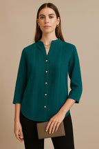 Golden Grace Flutter Sleeve Eyelet Shirt
