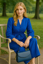 Embroidered Mandarin Collar Cotton Co-ord Set