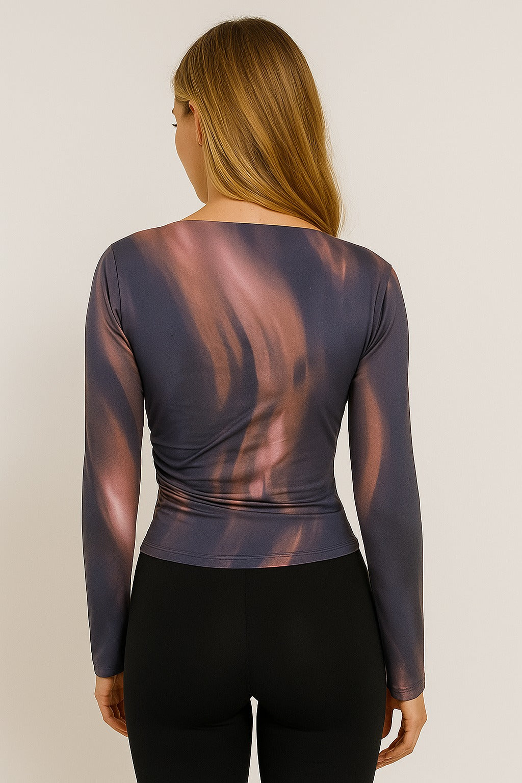 Abstract Swirl Print Fitted Top