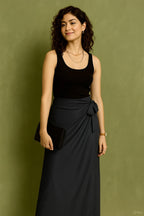 Wrap-Style Midi Skirt with Side Tie Detail