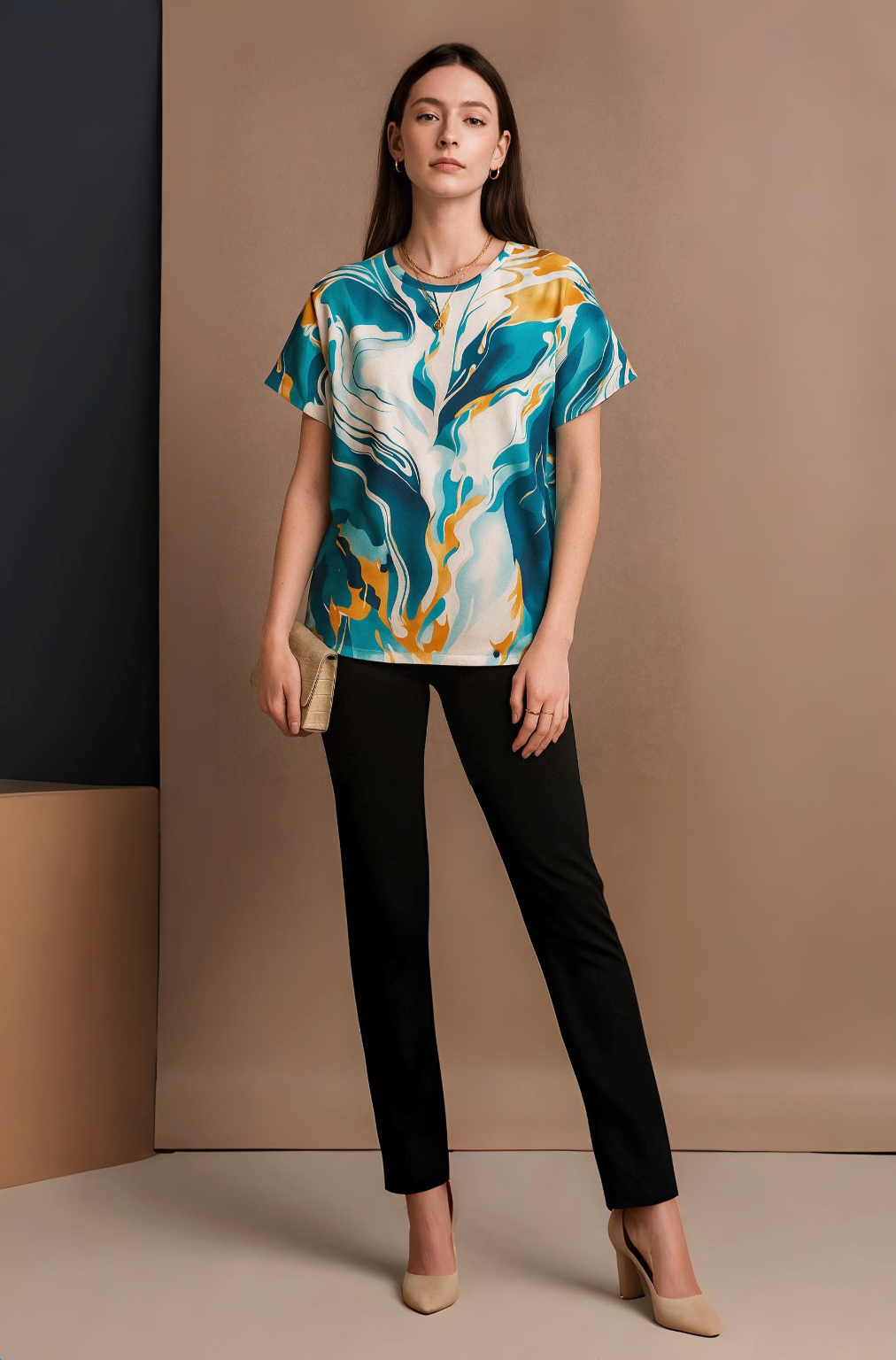 Azure burst Print Top