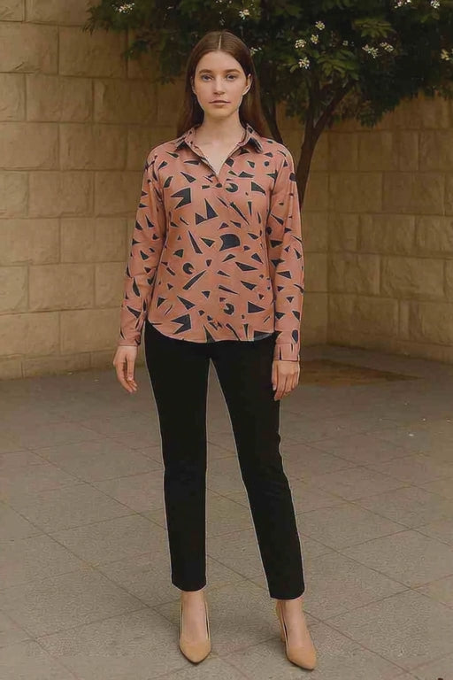 Abstract Geo Print Button-Down Shirt