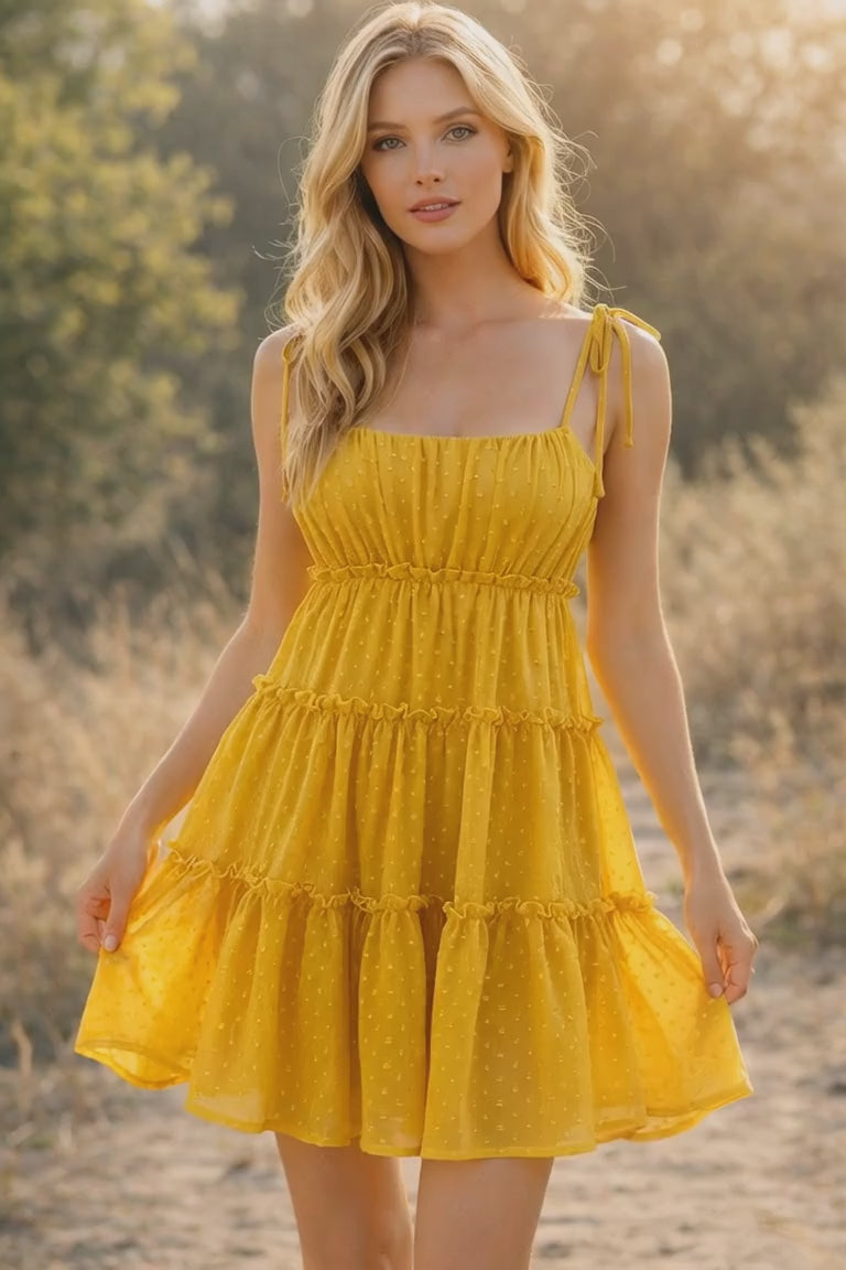 Golden Meadow Tiered Mini Dress
